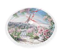 Beautiful Eiffel Tower Paris Print Christmas Tree Skirt Perfect For Christmas, New Year Seasonal Celebrations