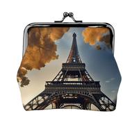 Beautiful Eiffel Tower Paris print Cute Buckle Coin Purses Vintage Pouch Kiss lock Change Purse Wallets for Women Fashion, Black, One Size, Vintage