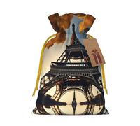 Beautiful Eiffel Tower Paris Print Drawstring Gift Bags,For Holiday Season,Birthdays,Anniversaries And Any Special Occasion