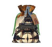 Beautiful Eiffel Tower Paris Print Drawstring Gift Bags,For Holiday Season,Birthdays,Anniversaries And Any Special Occasion