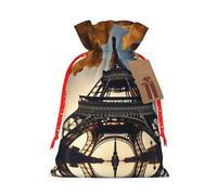 Beautiful Eiffel Tower Paris Print Drawstring Gift Bags,For Holiday Season,Birthdays,Anniversaries And Any Special Occasion