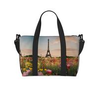 Beautiful Eiffel Tower Paris print Gym Bag for Women,Carry on Weekender Overnight Duffle Bag,Personal Item Tote Bag, Black, One Size