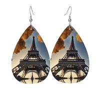 Beautiful Eiffel Tower Paris Print Leather Dangle Earrings For Women Elegant Drop Earrings Lightweight Fashion Jewelry