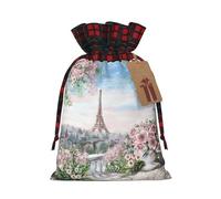 Beautiful Eiffel Tower Paris Print Personalized Christmas Drawstring Gift Bags,Packaging And Storage Bags,Snack Bags