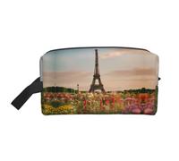 Beautiful Eiffel Tower Paris Print Portable Travel Toiletry Storage Bag Large Capacity 600D Polyester Cosmetic Storage Bag