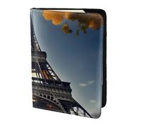 Beautiful Eiffel Tower Paris print Travel Wallet Passport Holder Case for Family Leather Passport Cover for Men Women, Black, One Size