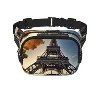 Beautiful Eiffel Tower Paris Print Waist Pack Square Waist Bag Workout Hiking Running Travel Gym Pretty Zipper Fashion