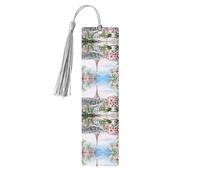 Beautiful Eiffel Tower Paris Print Wooden Bookmark Bookmarks with Tassels Book Marks for Reading Hardcover Books Notebooks