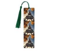 Beautiful Eiffel Tower Paris Print Wooden Bookmarks with Tassels, Wood Book Markers for Book Lovers, Teachers & Present