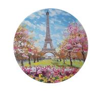 Beautiful Eiffel Tower Paris Printed Gaming Mouse Pad 1 PCS, Round Non-Slip Rubber Base Laptop Mousepad Desk Mat for Gamer, Office, Home