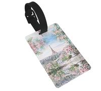 Beautiful Eiffel Tower Paris Printed Luggage Tags with Wrist Strap,Name Id Label for Suitcase,Airplane Travel Essentials