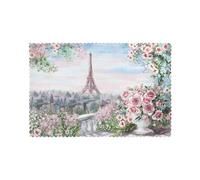 Beautiful Eiffel Tower Paris Printed Placemats Set of 6 PCS, Heat Resistant Non-Slip Table Mats for Dining Table, Washable Kitchen Place Mats for Indoor & Outdoor