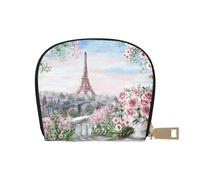 Beautiful Eiffel Tower Paris Prints Card Wallet for Women Men Cute Zipper Card Cases Holder Mini Coin Purse with 12 Card Slots