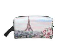 Beautiful Eiffel Tower Paris Prints Large Makeup Bag Makeup Pouch with Handle, Portable Simple Travel Makeup Organizer Case for Women
