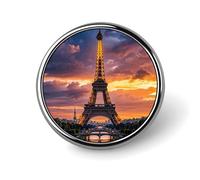 Beautiful Eiffel Tower Paris Round Lapel Pins Backpack Pin Cute Brooch Decoration Brooches for Women Men Fashion Button Badges for Hat Backpacks Purses Jackets Shirt Suit