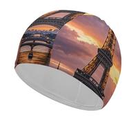 Beautiful Eiffel Tower Paris Swim Cap for Women Men Swimming Hat Bath Waterproof Pool Caps for Long Thick Curly Hair