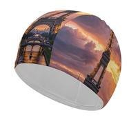 Beautiful Eiffel Tower Paris Swim Caps High Elasticity Swim Cap for Women and Men Waterproof Swim Hats Keep Hair Dry Perfect for Pool, Beach, Lap Swimming