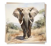 Beautiful Elephant Blank Greetings Card - Stunning Nature Scene - Made in UK