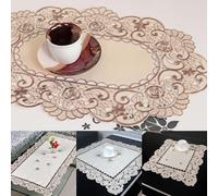 Beautiful Embroidered Lace Table Cloth, White Satin Fabric Perfect for Celebrations (3# (2# (round 30 * 45cm))