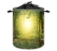 Beautiful Enchanting Forest Laundry Hampers With Drawstring Magical Lush Woodland Laundry Baskets For Bathroom Nature Portable Clothes Storage Organizer Basket Green Trees W 35 L 44 Cm