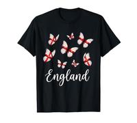 Beautiful England English Flag Butterfly Script British Value Graphic T-Shirt