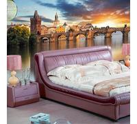 Beautiful Evening Sunset Architecture Seafront City Landscape 3D Wallpaper Silky Texture Home Study Office Grey Dining Room Sofa Bedroom Living Room TV Backdrop-400cm×280cm