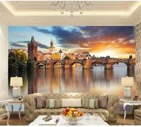 Beautiful Evening Sunset Architecture Seaside City View 3D Wallpaper Textured Silk Easy Install Living Room Sofa Bedroom Dining Room Home Decoration Wall-150cm×105cm