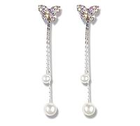 Beautiful Fairy Tale Butterfly Wing White Imitation Pearl Dangle Earrings For Women Long Tassel Earring Gift Fashion Design