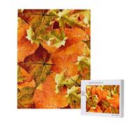 Beautiful Fall Leaves,500 Pieces Wooden Jigsaw Family Game Jigsaw Puzzles for Adults Teens