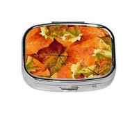 Beautiful Fall Leaves,Meta Pill Box 2 Compartment Medicine Case,Portable Organizer