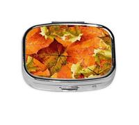 Beautiful Fall Leaves,Meta Pill Box 2 Compartment Medicine Case,Portable Organizer,Rectangle Meta Portable Organizer Pill Box 984 Compartment Medicine Case