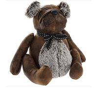 Beautiful Faux Leather Rustic Style Doorstop in animal shape with fake fur detail (Dog)