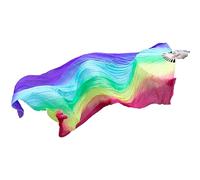 Beautiful Faux Silk Belly Dance Fan Veils Colorful Tie-Dyed Long Fans For Stage Performances Easy To Control Stage Ready Dance Accessory Fan