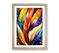 Beautiful Feathers No.2 Framed Print | A2 Oak Framed Wall Art | Ready to Hang | Modern Nature Picture | Living Room Bedroom Lounge Office