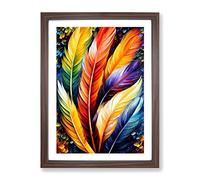 Beautiful Feathers No.2 Framed Print | A2 Walnut Framed Wall Art | Ready to Hang | Modern Nature Picture | Living Room Bedroom Lounge Office