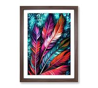 Beautiful Feathers No.5 Framed Print | A4 Walnut Framed Wall Art | Ready to Hang | Modern Nature Picture | Living Room Bedroom Lounge Office