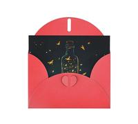 Beautiful fireflies Red Patterns greeting card 6x4 inches with envelope, covering birthdays, weddings and other occasions