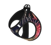 Beautiful Firework Print Pet Leash Vest Soft Adjustable Step in Puppy Vest Outdoor Walking with Leash