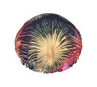 Beautiful Firework shower caps with double layer, hold your hair well whether it is showering or bathing.