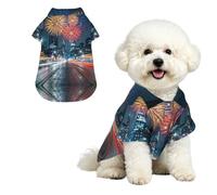 Beautiful Fireworks Breathable Hawaiian Dog Shirt Summer Button Up Top for Small Medium Dogs L