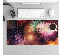Beautiful Fireworks Desk Pad Protector Non-Slip Gaming Desk Mat Waterproof Desktop Mat for Keyboard and Mouse Large Mousepad Smooth Writing Pad for Home Office Work(23.6 X 13.8)