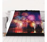 Beautiful Fireworks Print Blanket Luxurious and Durable Flannel Throw Blanket, Perfect for Bed, Sofa, Camping, and Traveling