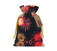 Beautiful Fireworks Print Drawstring Pouches For Gifts,Reusable Fabric Gift Bags,For Holiday And Party Presents