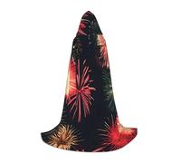 Beautiful Fireworks Print Full Print Hooded Cape | Bow Tie (No Zipper) |Halloween/Cosplay/Comic Con/Themed Parties