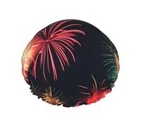 Beautiful Fireworks Print Shower Cap, Shower Cap for Women Reusable, Waterproof Bath Cap,Quick Drying Bath Hair Cap