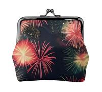 Beautiful Fireworks Print Stylish Unique Coin Purse Cute Mini Wallet with Kiss Lock Waterproof for Coins