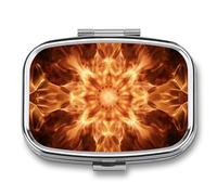 Beautiful Flame Pattern Pill Case with 2 Compartment, Pill Organizer Portable Square Pill Box,Vitamin Pill Organizer for Pocket Purse and Travel