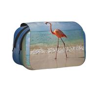 Beautiful Flamingo Flip-Top Double-Layer Pencil Case,Large Capacity (Holds 50 Pens/Pencis),Full-Print Durable Polyester School Office Supplies