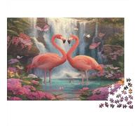 Beautiful Flamingo - Magnificent Waterfall Puzzle 1000pcs (75x50cm) Puzzles, Die Für Erwachsene Und Personen Ab 14 Jahren Geeignet Sind