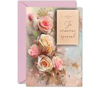 Beautiful Floral Anniversary Cards - Someone Special - Elegant Pretty Wedding Anniversary Card for Husband Wife Boyfriend Girlfriend, A5 Gorgeous Valentines Greeting Cards Gift